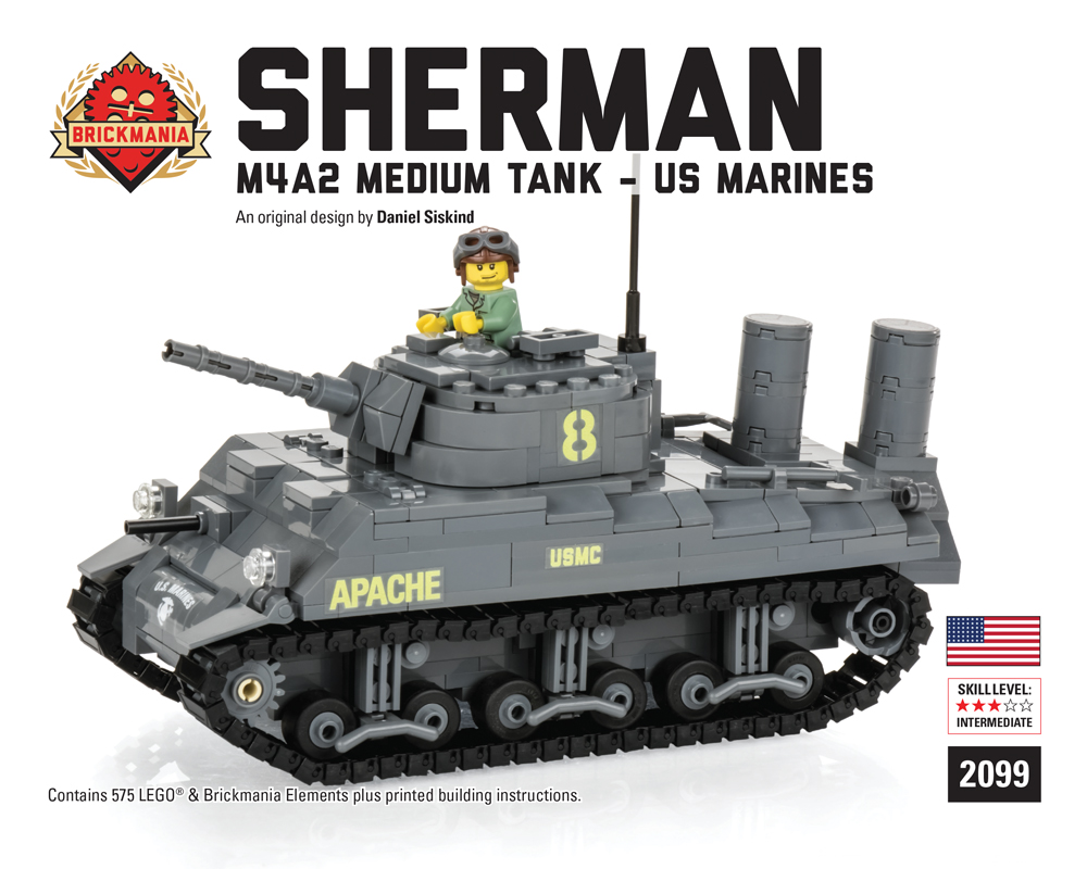 M4A2 Sherman Medium Tank - US Marines - Brickmania Toys