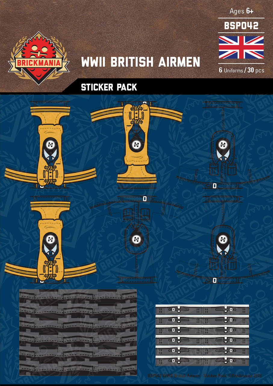 WWII British Airmen - Sticker Pack - Brickmania Toys