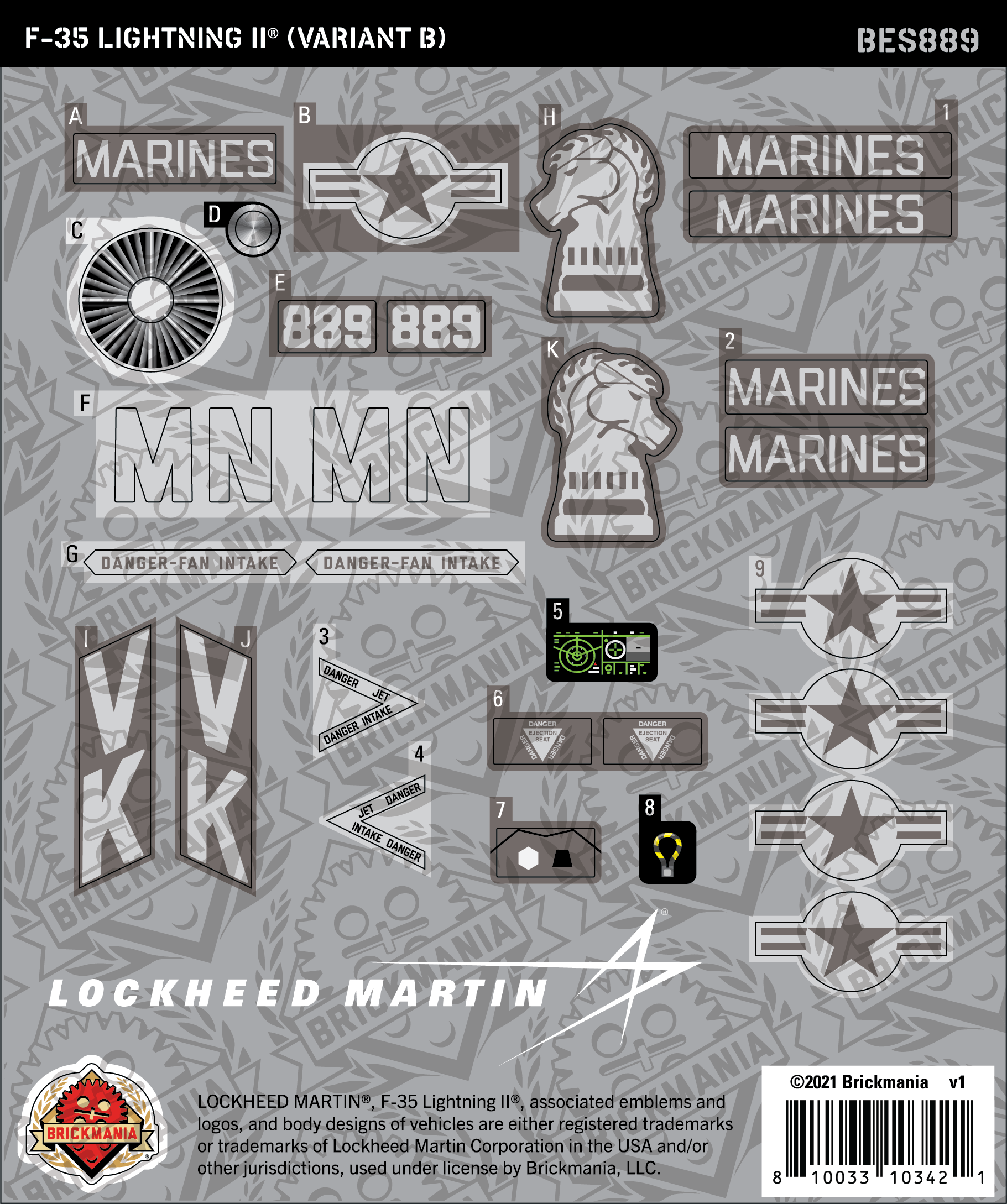 F-35 LIGHTNING II® (Variant B) (BKE889) - Sticker Pack