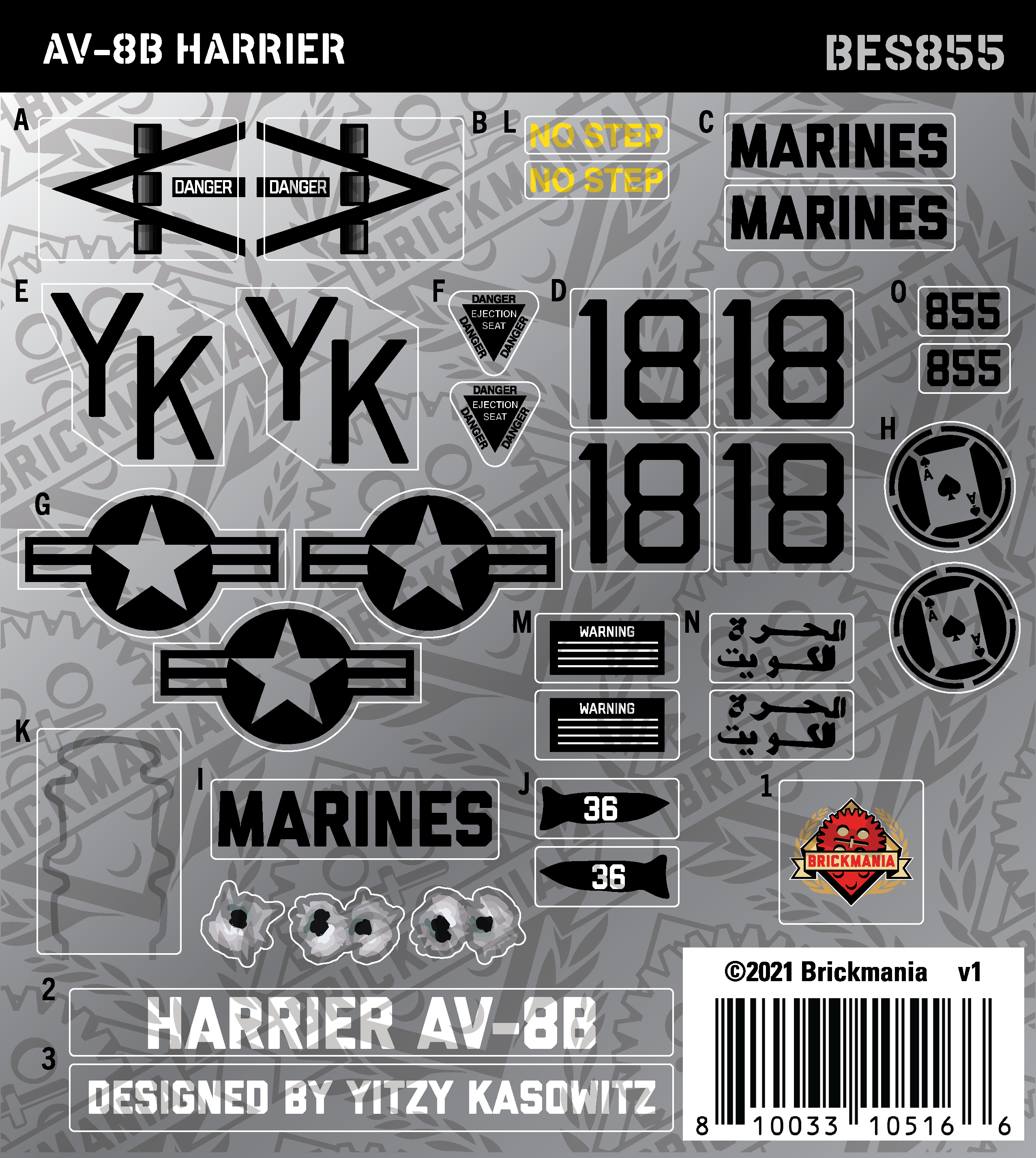 AV-8B Harrier (BKE855) - Sticker Pack
