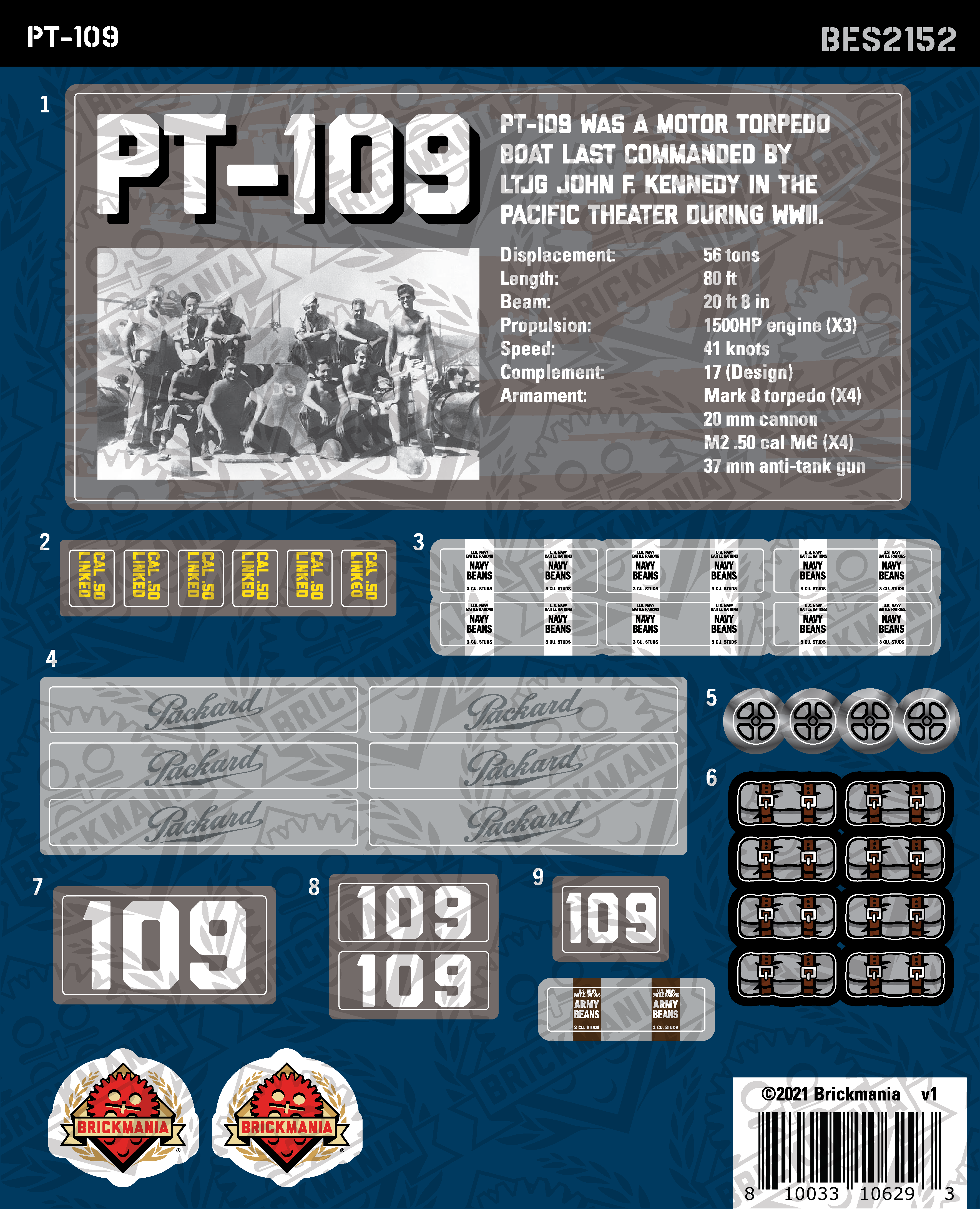 PT-109 (BKE2152) - Sticker Pack
