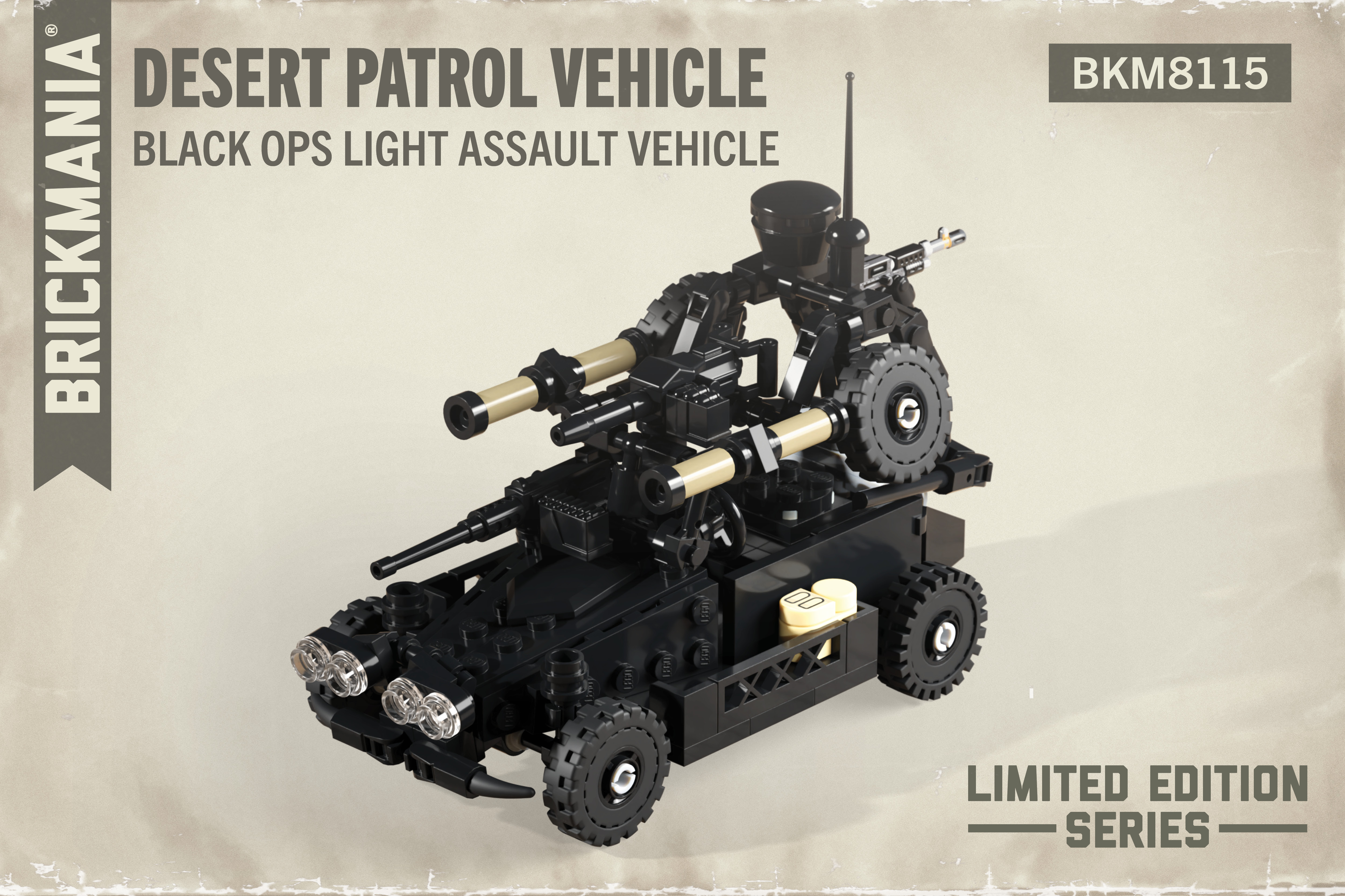 brickmania製アメリカ軍М35カーゴトラック　バトルセット Desert Patrol Vehicle – Black Ops Light Assault Vehicle