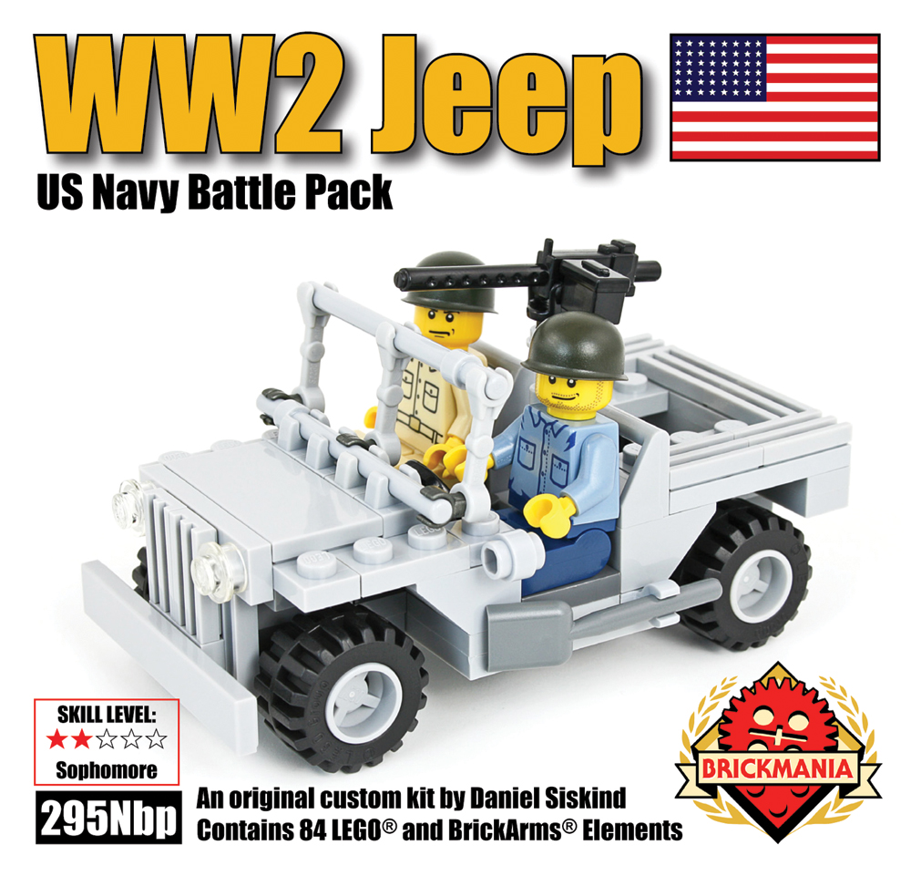 WWII Jeep with 2 US Navy Minifigs Battle Pack - Brickmania Toys