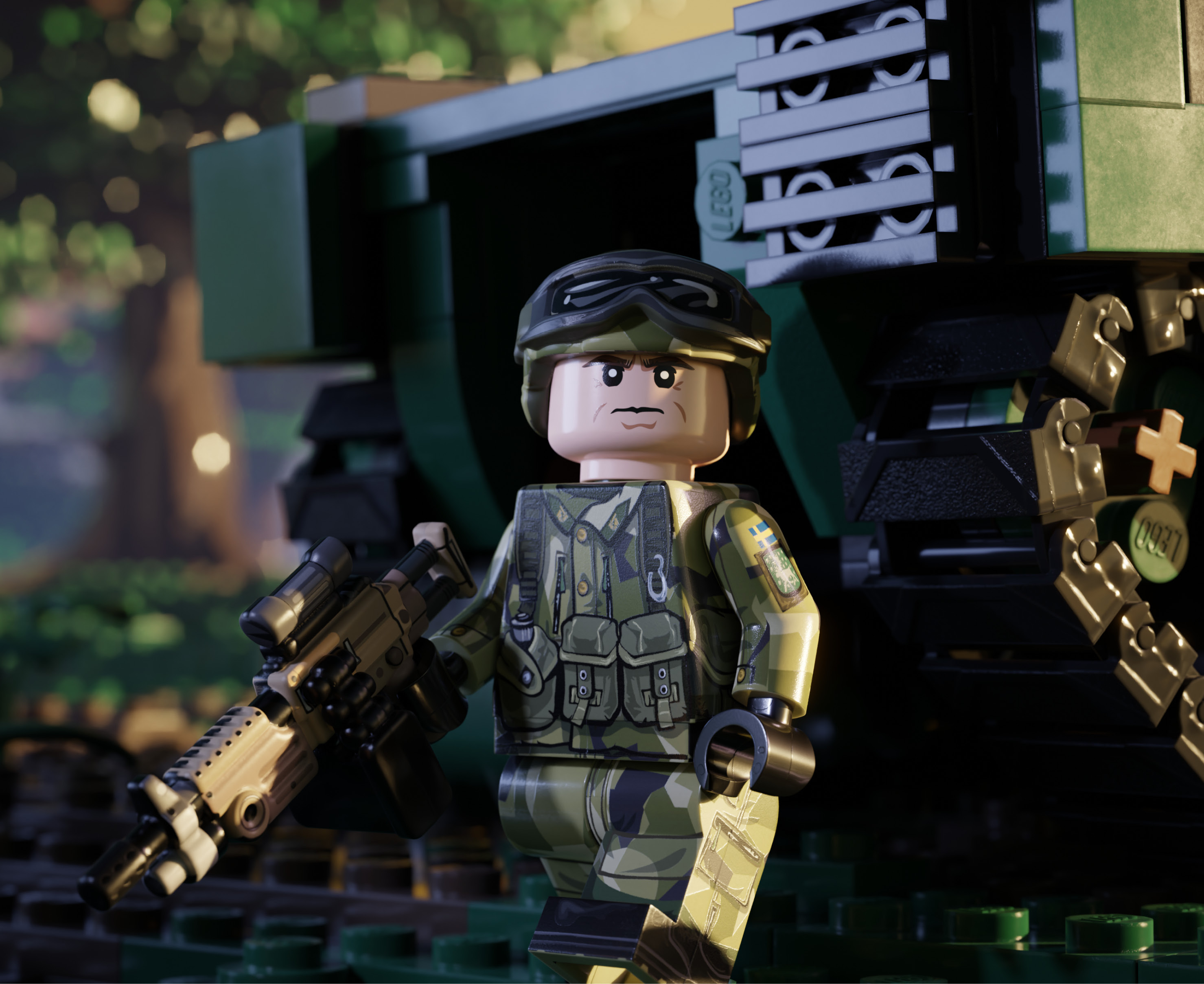 Modern Swedish Army Rifleman with Perfect Caliber™ BrickArms® M249 SAW Para