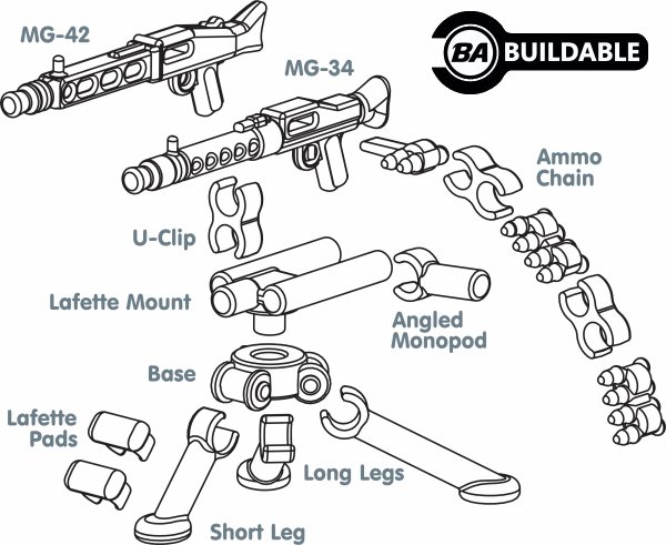 Brickarms German Tripod W Mg 34 Mg 42 Brickmania Toys