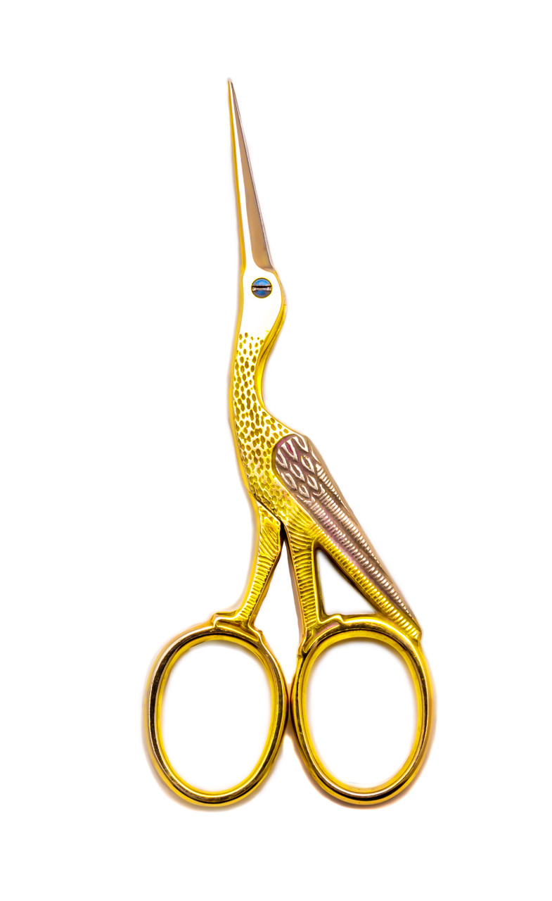  BROSHAN Embroidery Scissors Gold, Vintage Stork Bird