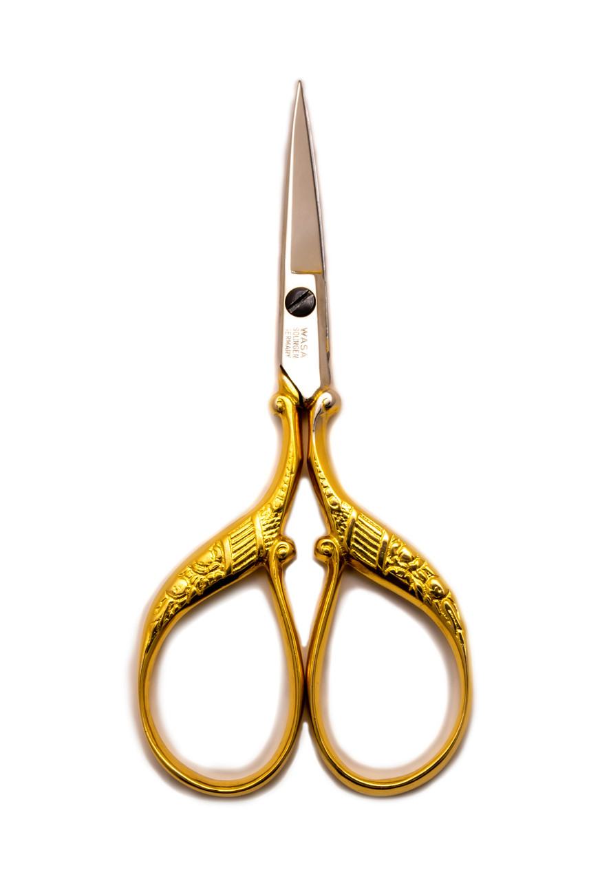 WASA - Embroidery Scissors, Floral, Nickel Gold, 3.5 inch, German