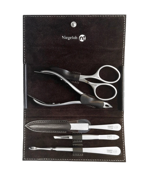 Premium German 5-Piece Manicure Set, Glamorous Duo L – Chocolate | Niegeloh Topinox