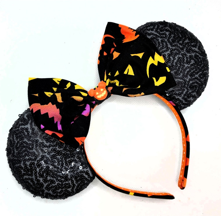 Black Sequined Jack-o-lantern Ears