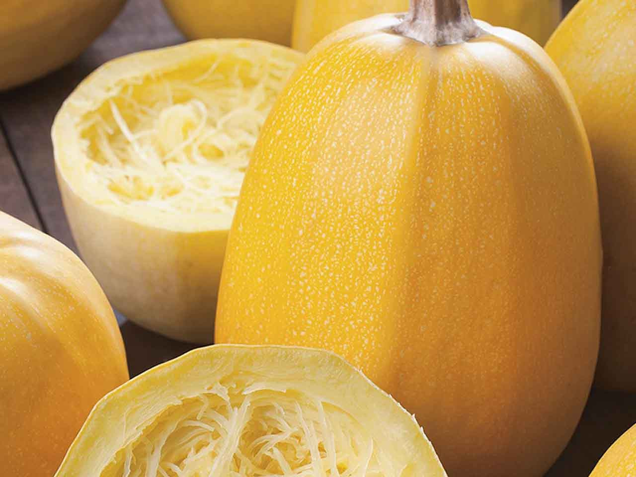 Spaghetti squash with inner flesh showing