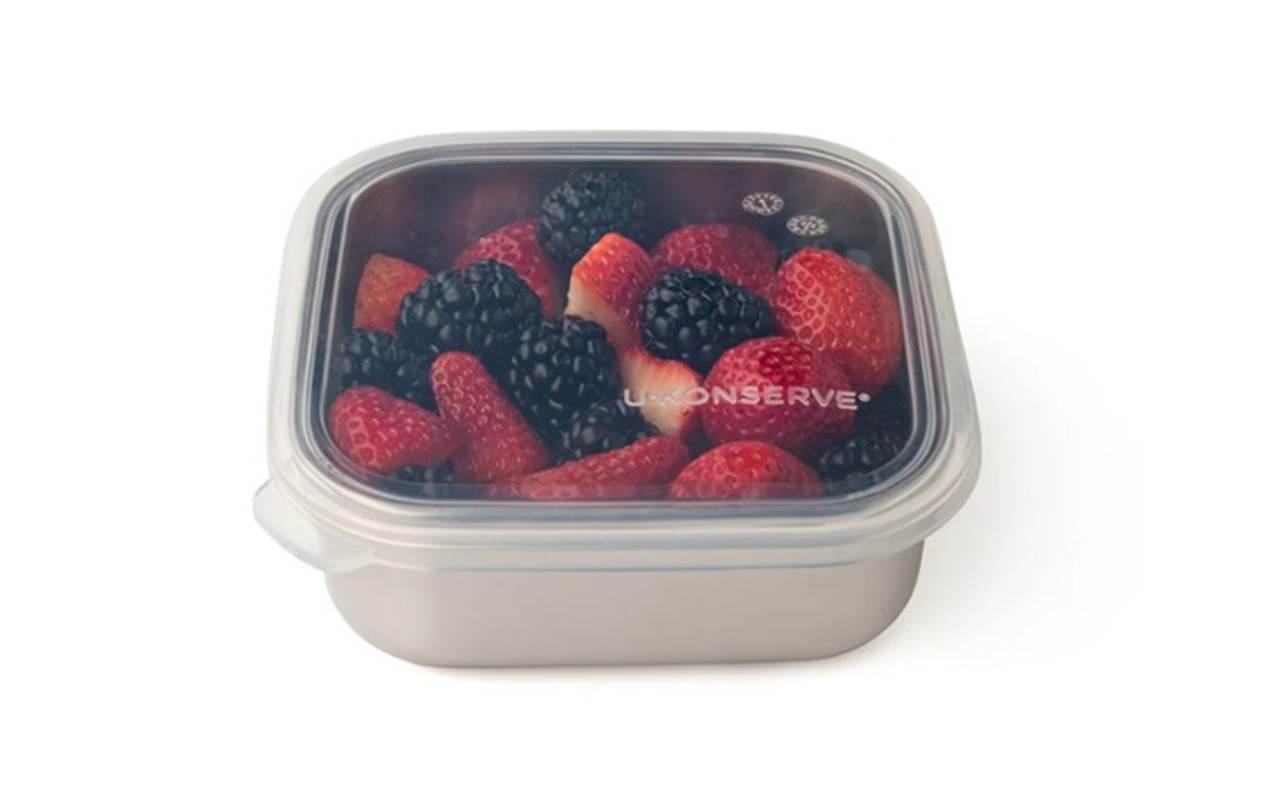 stainless steel food container with transparent lid