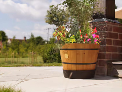 vegtrug cedar barrel planter with plants vegtrug cedar barrel planter with plants