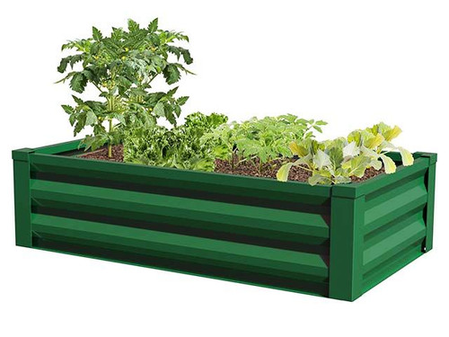 Corrugated raised planter in green