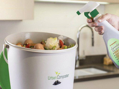 Urban composter with compost accelerator spray