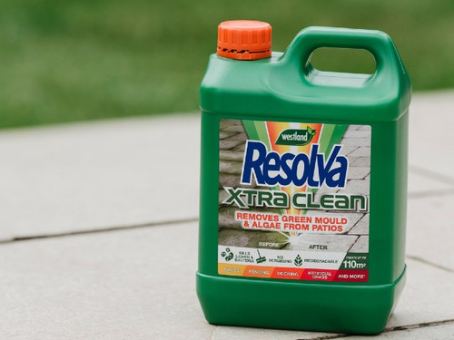 Resolva Xtra Clean removes both green mould and algae from patios and fencing as well as decking and many more surfaces.