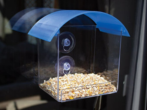 Gardman Window Feeder attaches to a window with suction cups