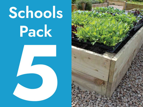 Quickcrop school garden pack including raised beds, soil, mypex and bark mulch.