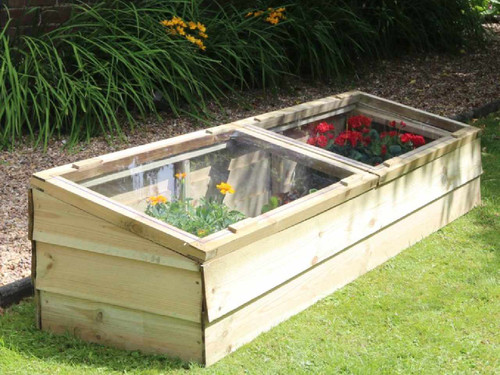 Soft wood cold frame with acrylic glazing
