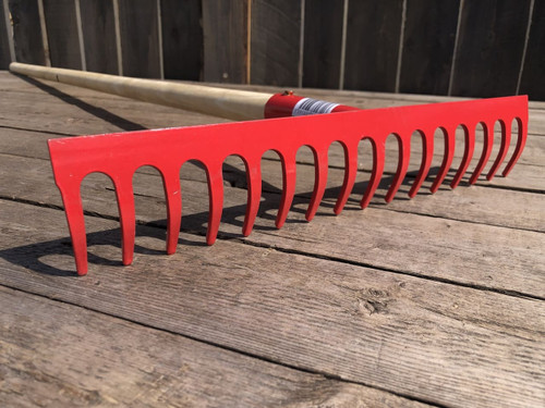 red 16 tooth steel rake