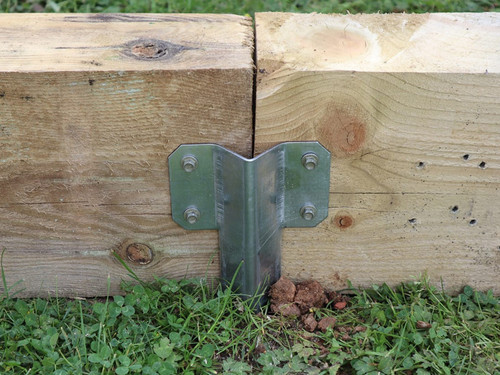 Fencemate sleeper pin bracket used to connect timber sleepers