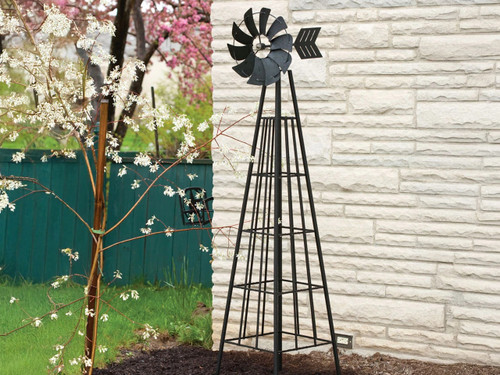 Windmill style obelisk for climbing plants