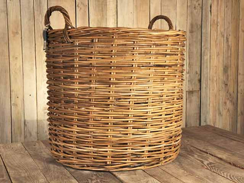 Giant round wicker log basket