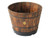 oak barrel shaped planter with plastic base for drainage