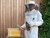 The buzz box beehive with a beekeeper