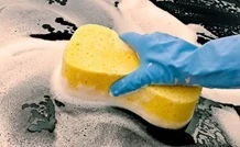 Cleaning with a wet sponge