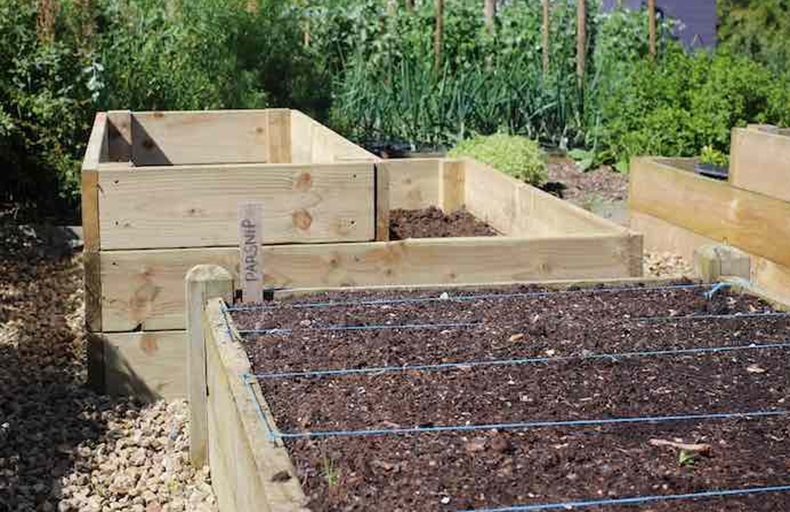 Raised beds with spacing 