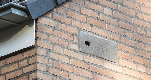a swift nesting space built in to a building facade.
