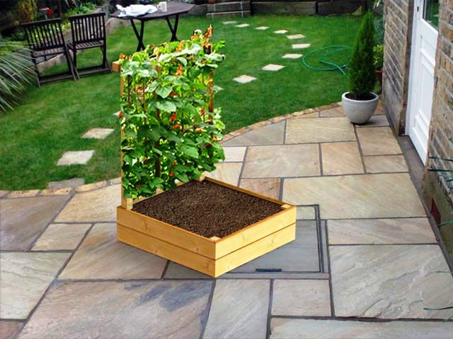 Timber raised garden planter for climbing plants