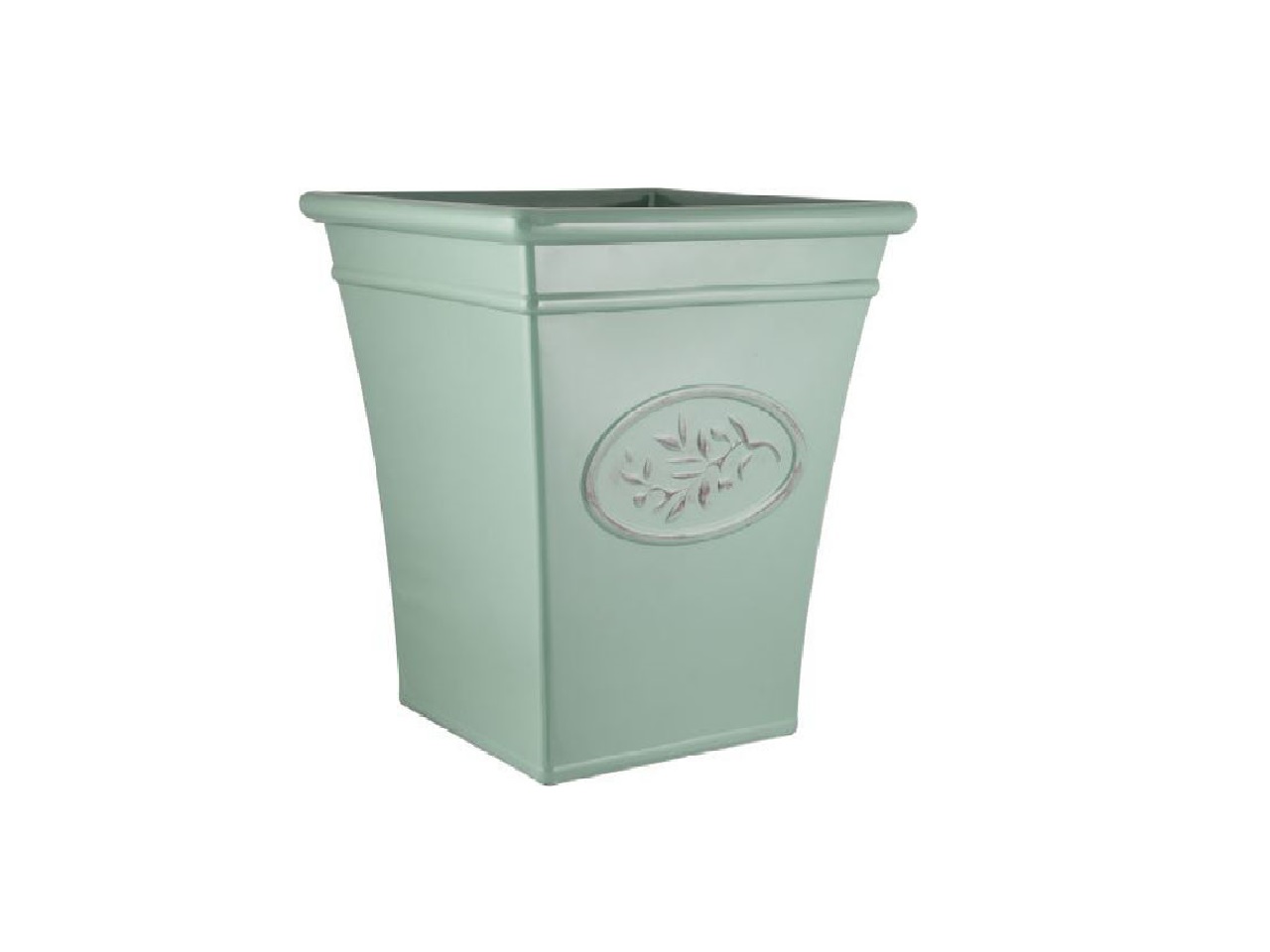 Olive tall square planter in green