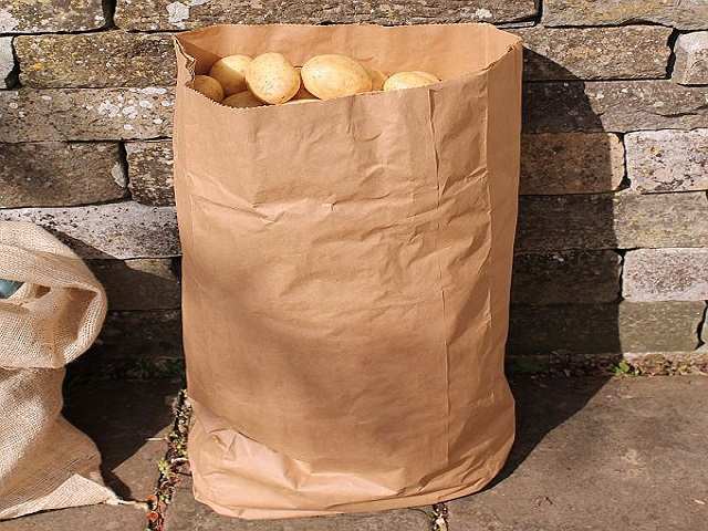 Paper storage sacks for freshly harvested potatoes