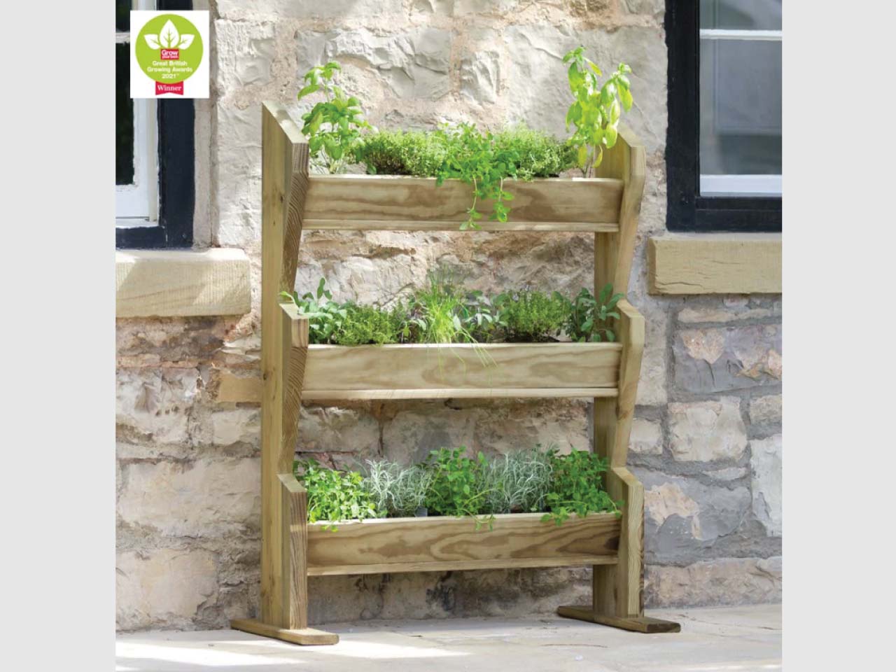 Vertical timber herb wall planter