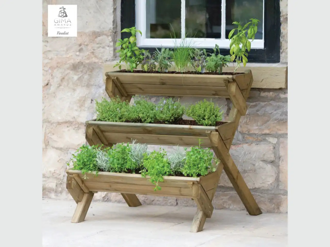 Stepped timber herb planter