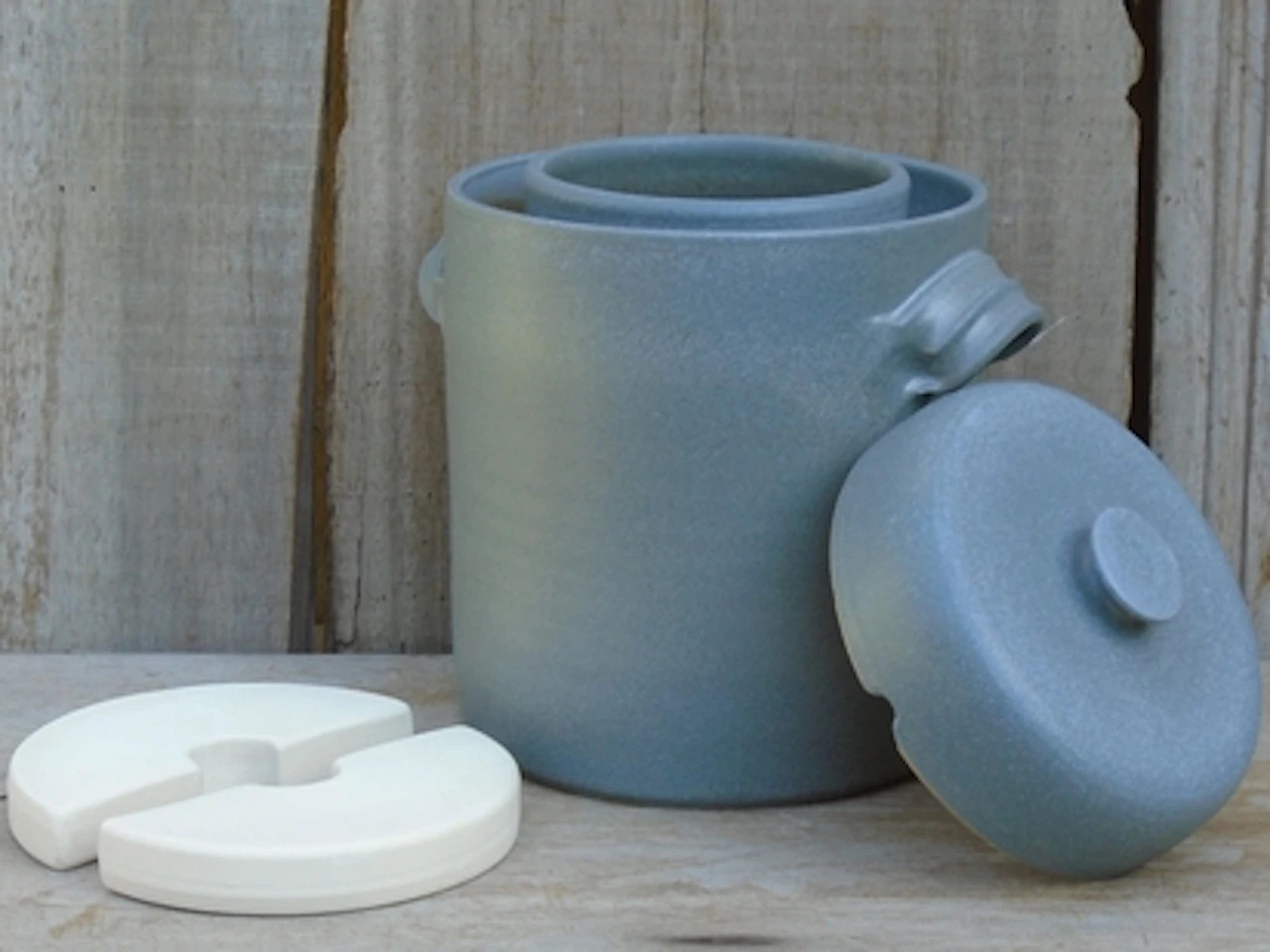 Fermentation Cylinder Pot 3 Litre & Weightstones - Soft Grey Finish