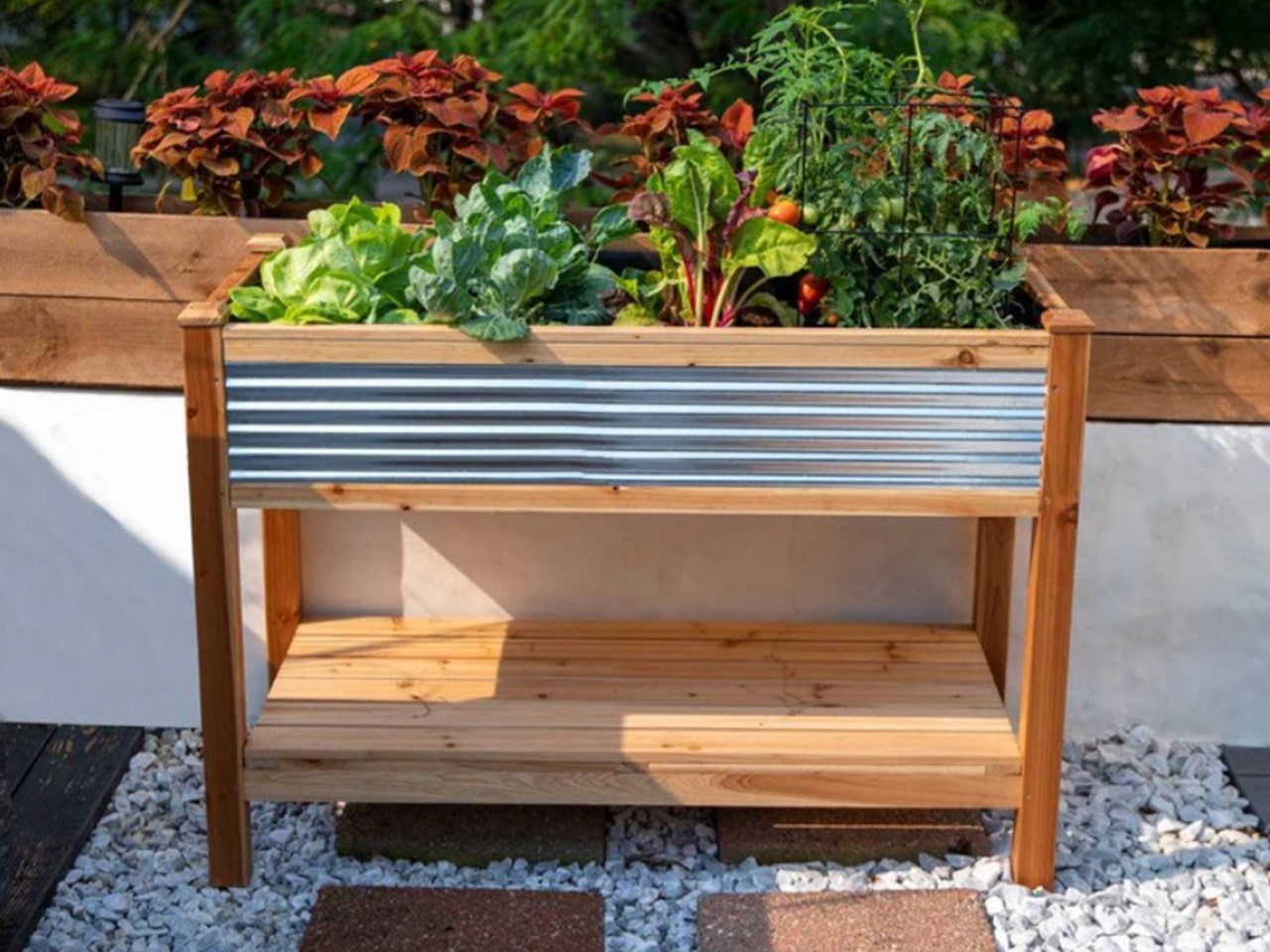 Galvanised & Cedar Elevated Planter