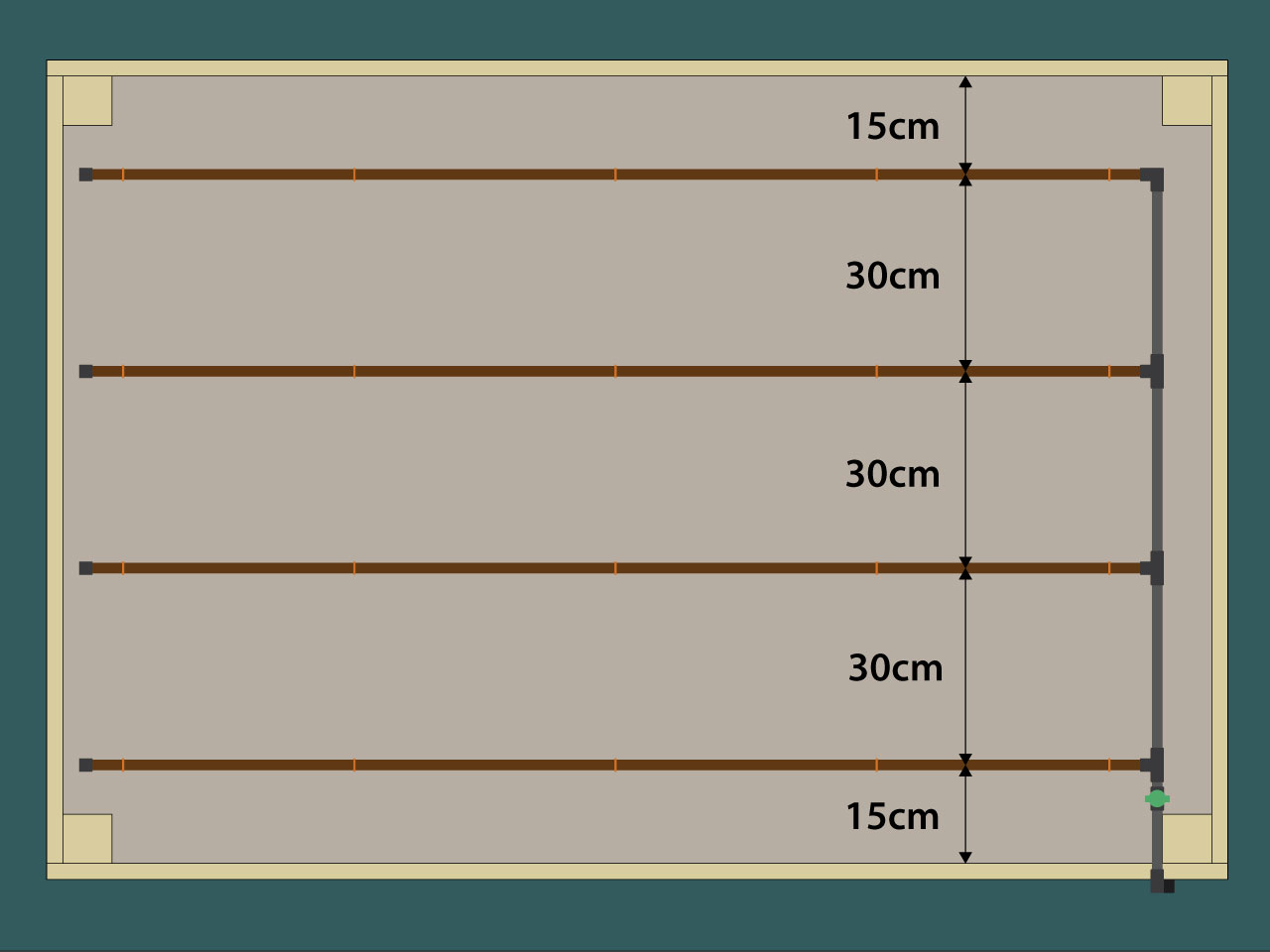 180cm x 120cm Raised Bed Irrigation Kit