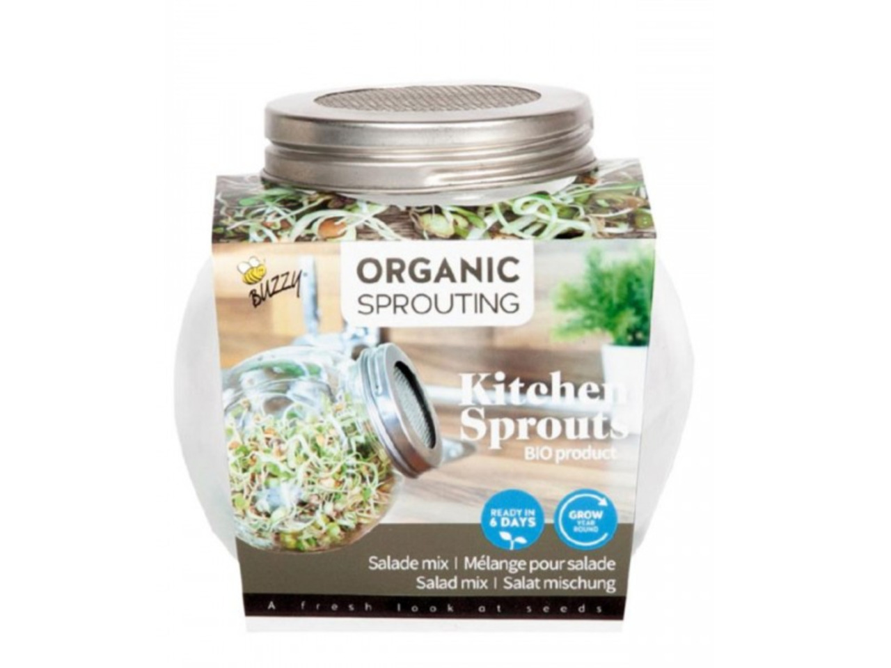 packaging of the glass sprouting mixed salad jar