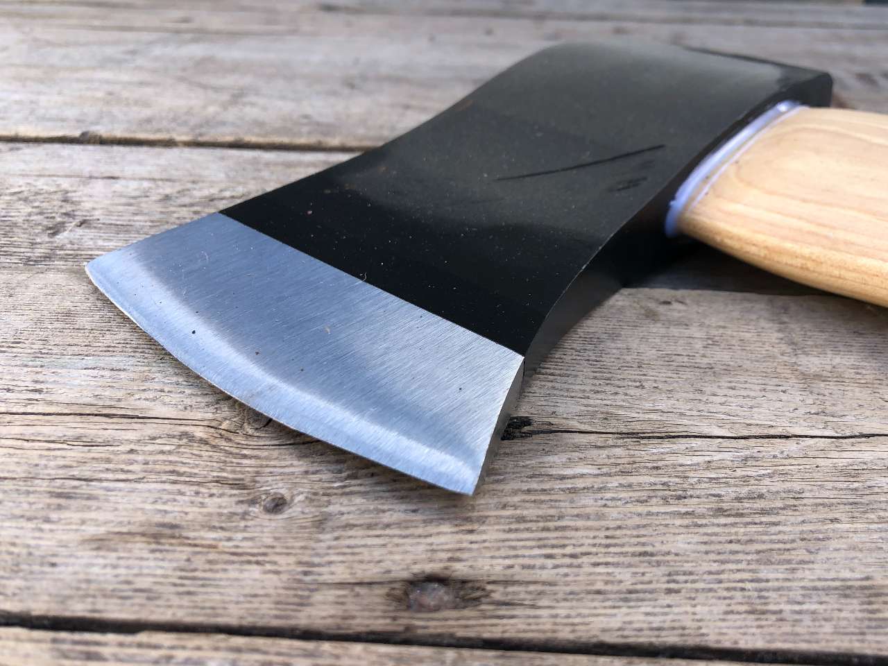 Workman axe with wooden handle