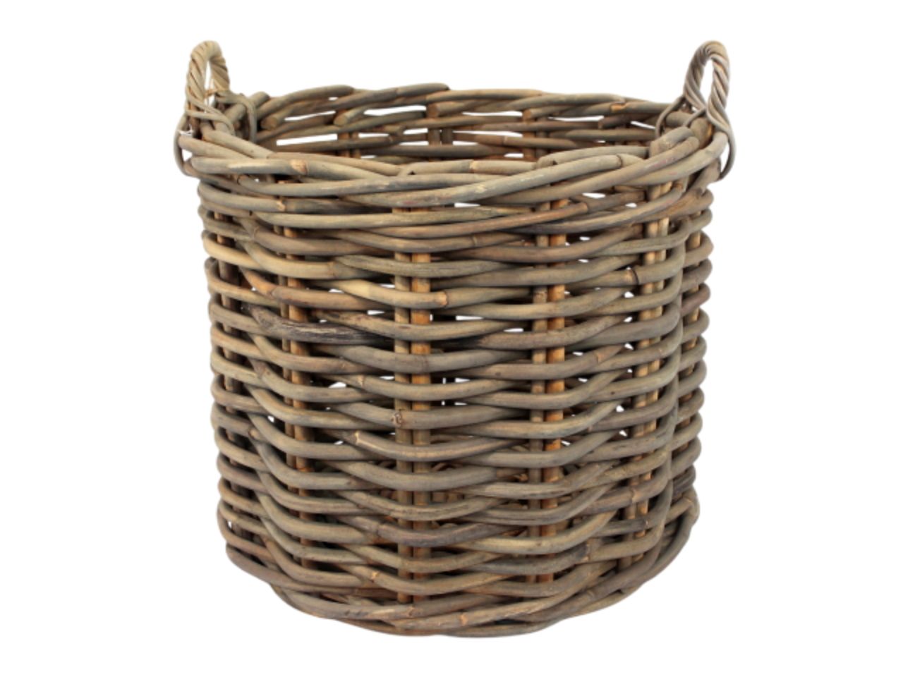 Grey Rattan Log Basket Round (Extra Thick) (55H x 65L x 65D)