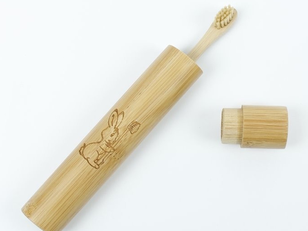 Child's Bamboo Toothbrush Travel Case