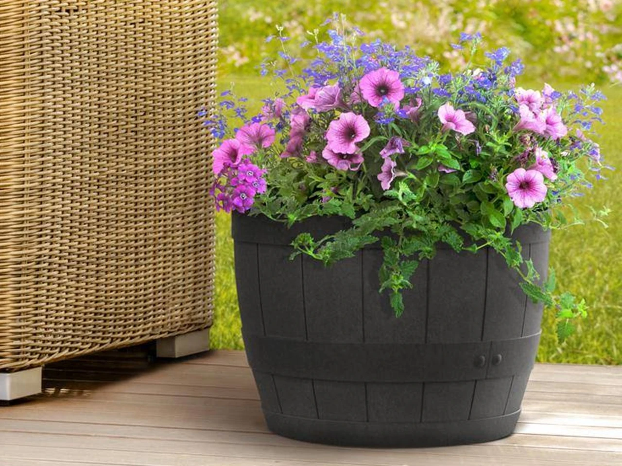 Barrel Plant Pot - Slate Grey (15 inch)