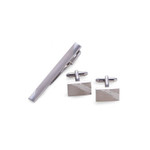 Rhodium-plated Cufflinks & Tie Pin Set
