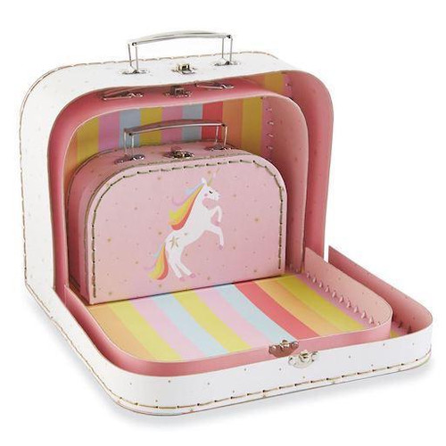 Gold Foil Unicorn Nested Suitcase Set