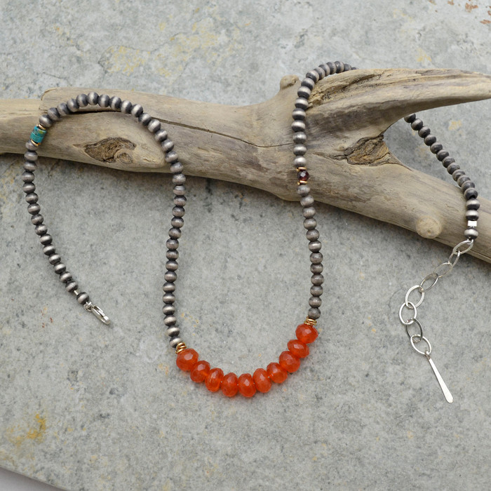 Sterling Center & Smokey Quartz Necklace Plumb Line Jewelry