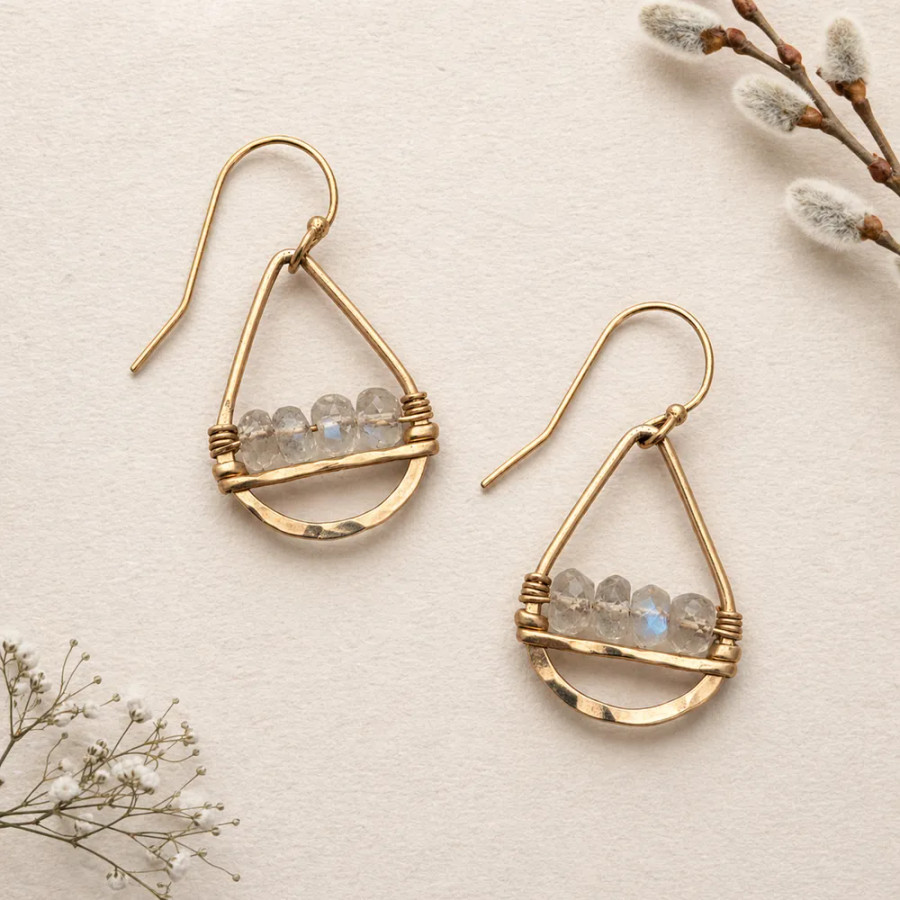 Halo Moonstone Earrings
