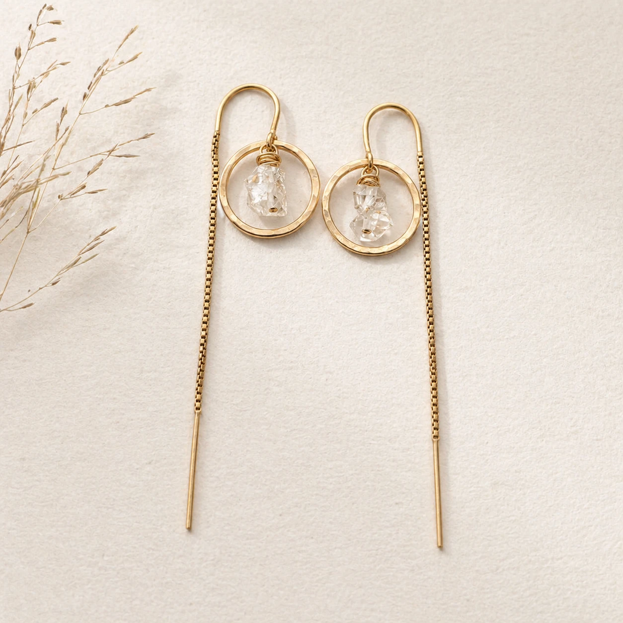 Crystal Drop Threader Earrings