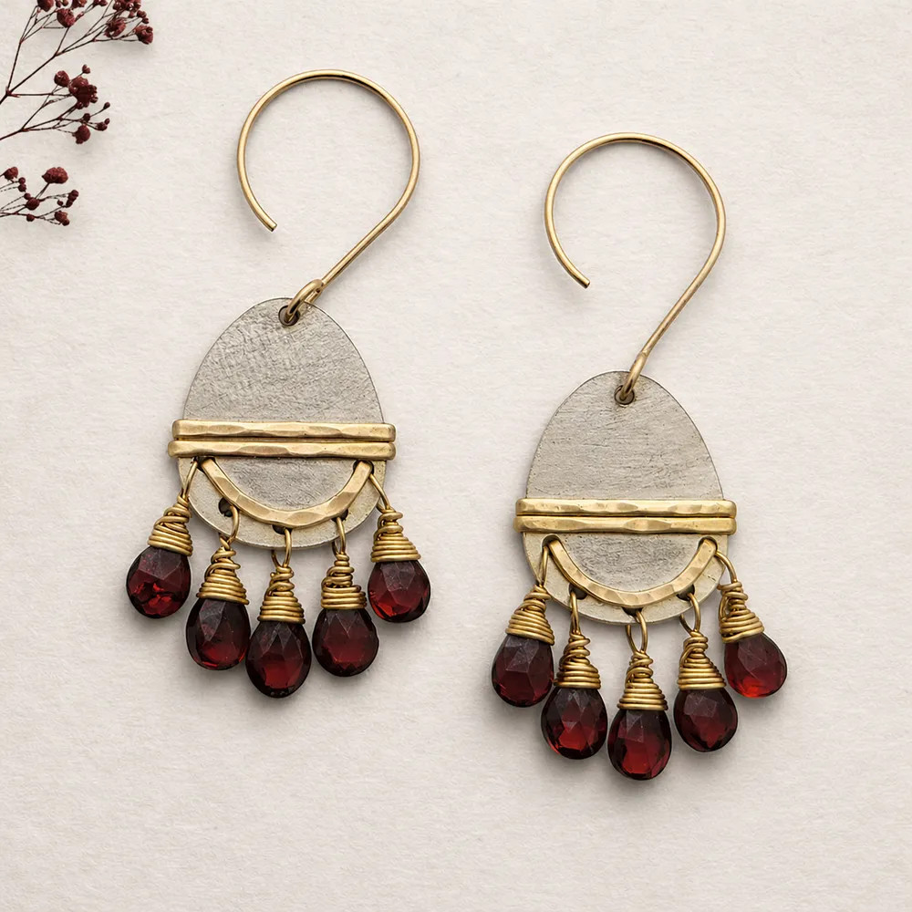 Garnet Cascade Earrings (One Of A Kind)